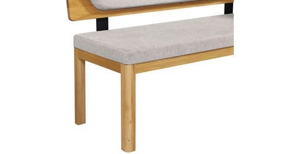 ECKBANK 155/195 cm Webstoff Eichefarben, Hellgrau Eiche vollmassiv   - Eichefarben/Hellgrau, KONVENTIONELL, Holz/Textil (155/195cm) - Linea Natura