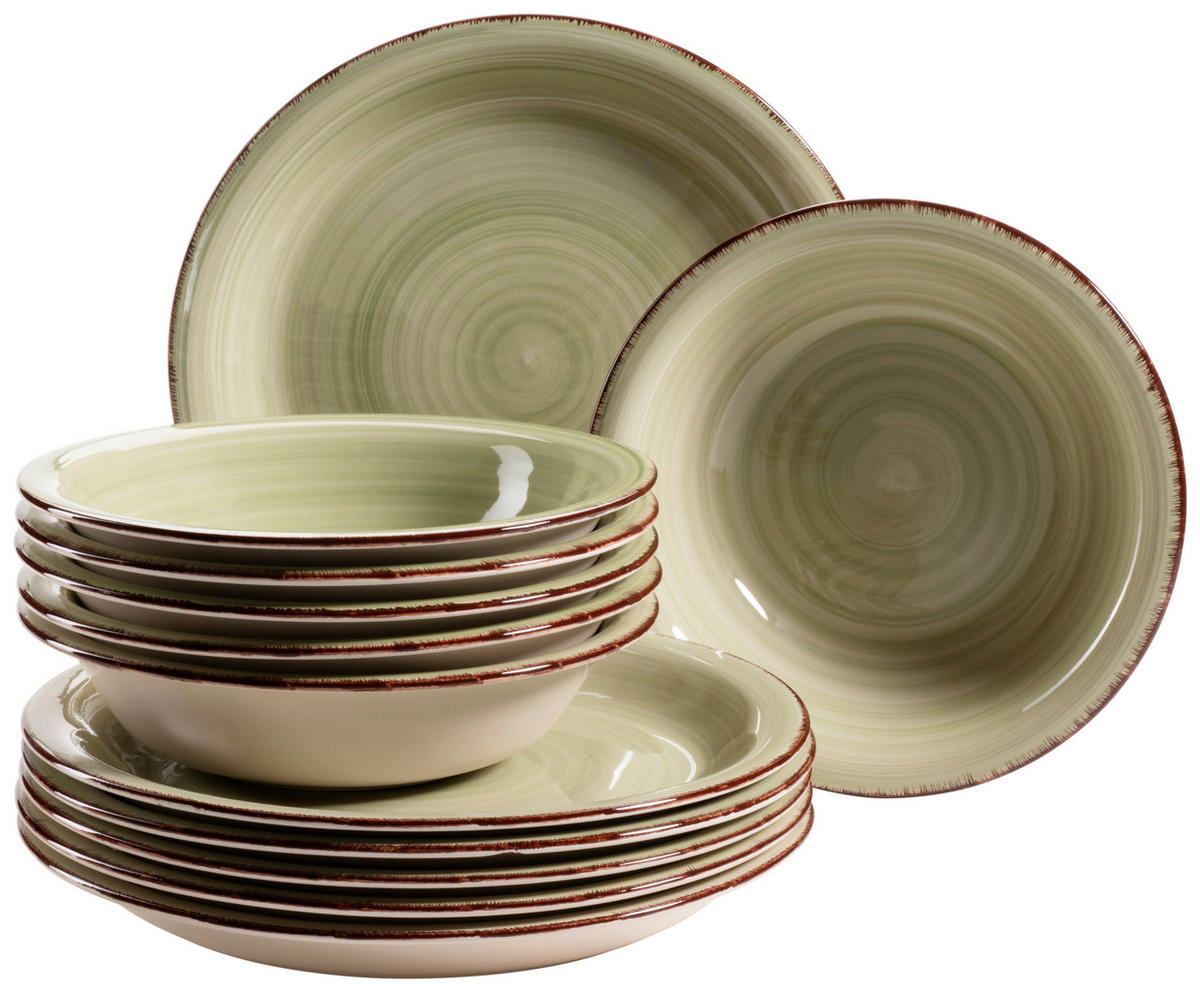 TAFELSERVICE LUMACA 12-teilig  - Grün, Basics, Keramik - Mäser