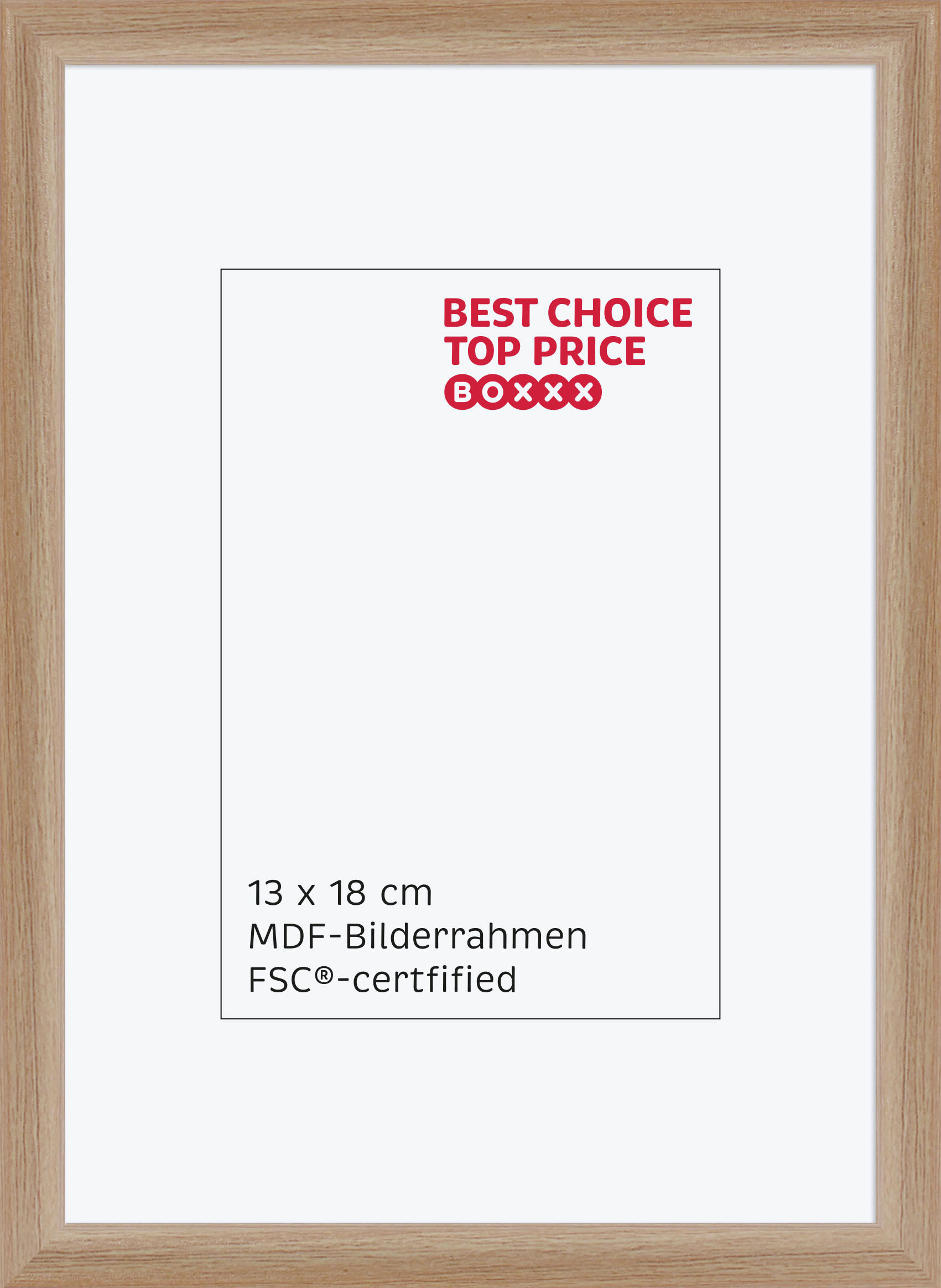 RÁM NA OBRAZY, 1 foto 13 cm x 18 cm - barvy dubu, Basics, kompozitní dřevo/sklo (14,5/19,5cm) - Boxxx