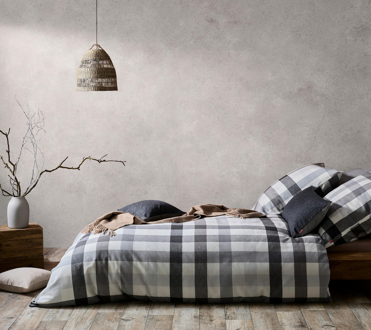 BETTWÄSCHE Flanell 155/220 cm  - Anthrazit/Hellgrau, KONVENTIONELL, Textil (155/220cm) - Fleuresse