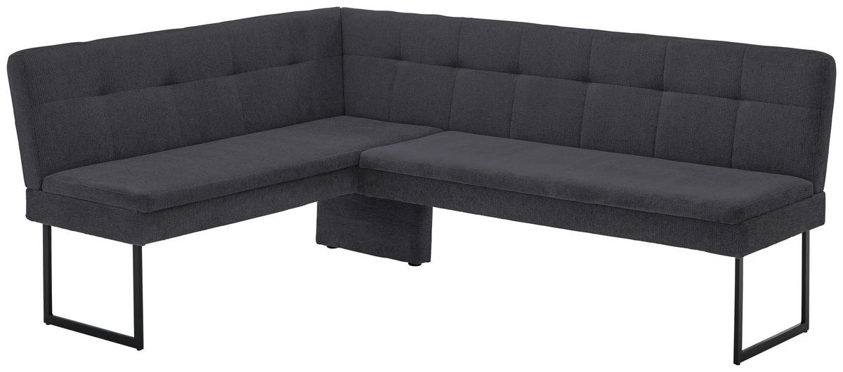 ECKBANK 155/213 cm Webstoff Dunkelblau   - Schwarz/Dunkelblau, Design, Textil/Metall (155/213cm) - Novel