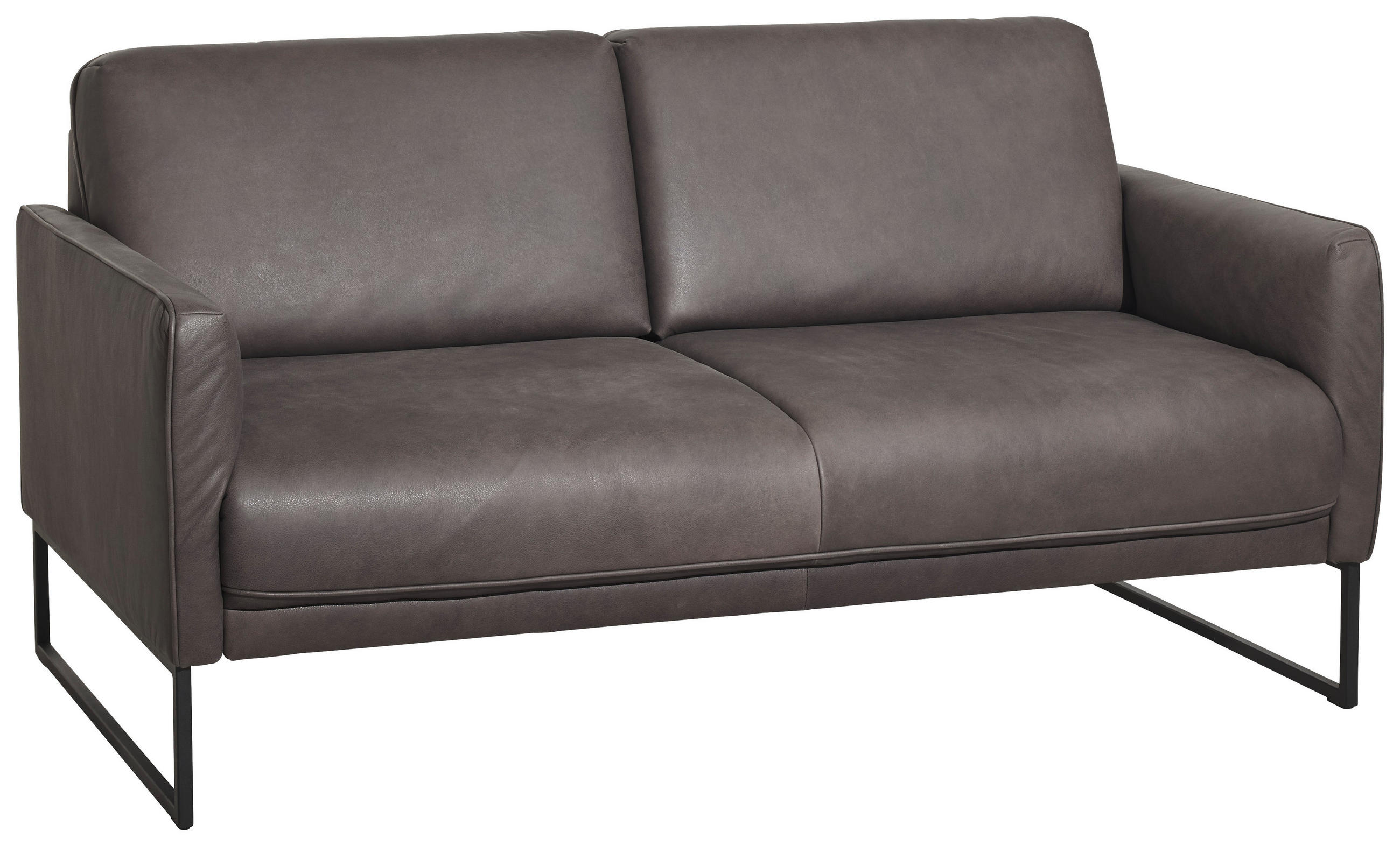 2,5-SITZER Braun Echtleder  - Anthrazit/Braun, Design, Leder/Metall (168/93/88cm) - Johann Jakob