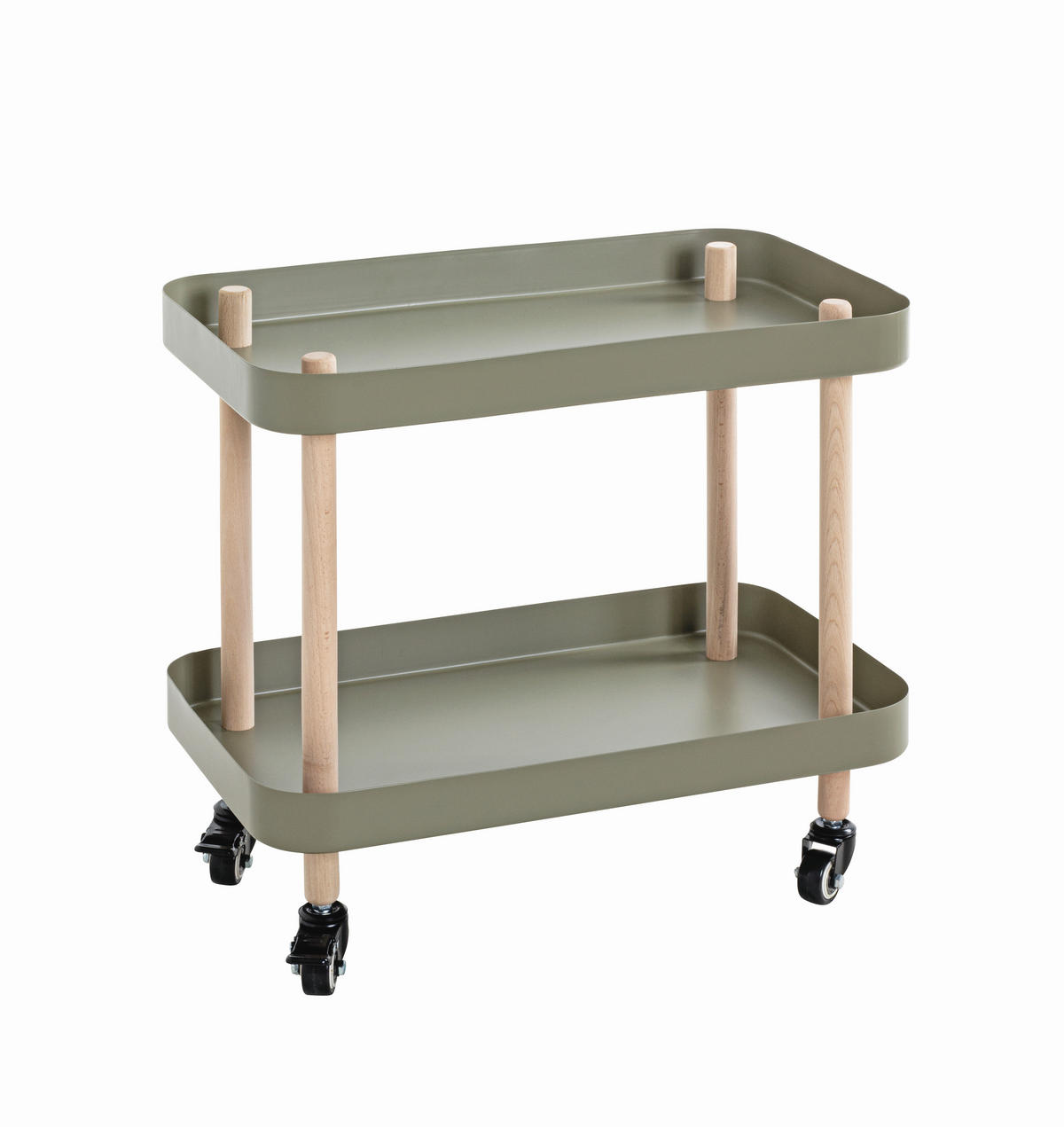 SERVERINGSVAGN i grön, naturfärgad, bokfärgad bok  - grön/bokfärgad, Modern, metall/trä (50/30/47cm)