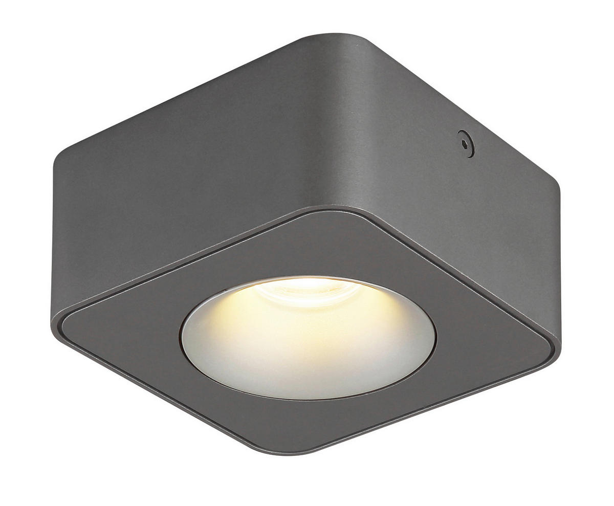 LED-STRAHLER 11,7/11,7/5,5 cm   - Klar/Dunkelgrau, KONVENTIONELL, Kunststoff/Metall (11,7/11,7/5,5cm) - Globo