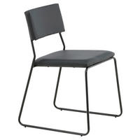 STUHL-SET 2 Stück  in Stahl Lederlook (vegan) Metall, Textil  - Schwarz, Design, Textil/Metall (40/76/52cm) - Livetastic