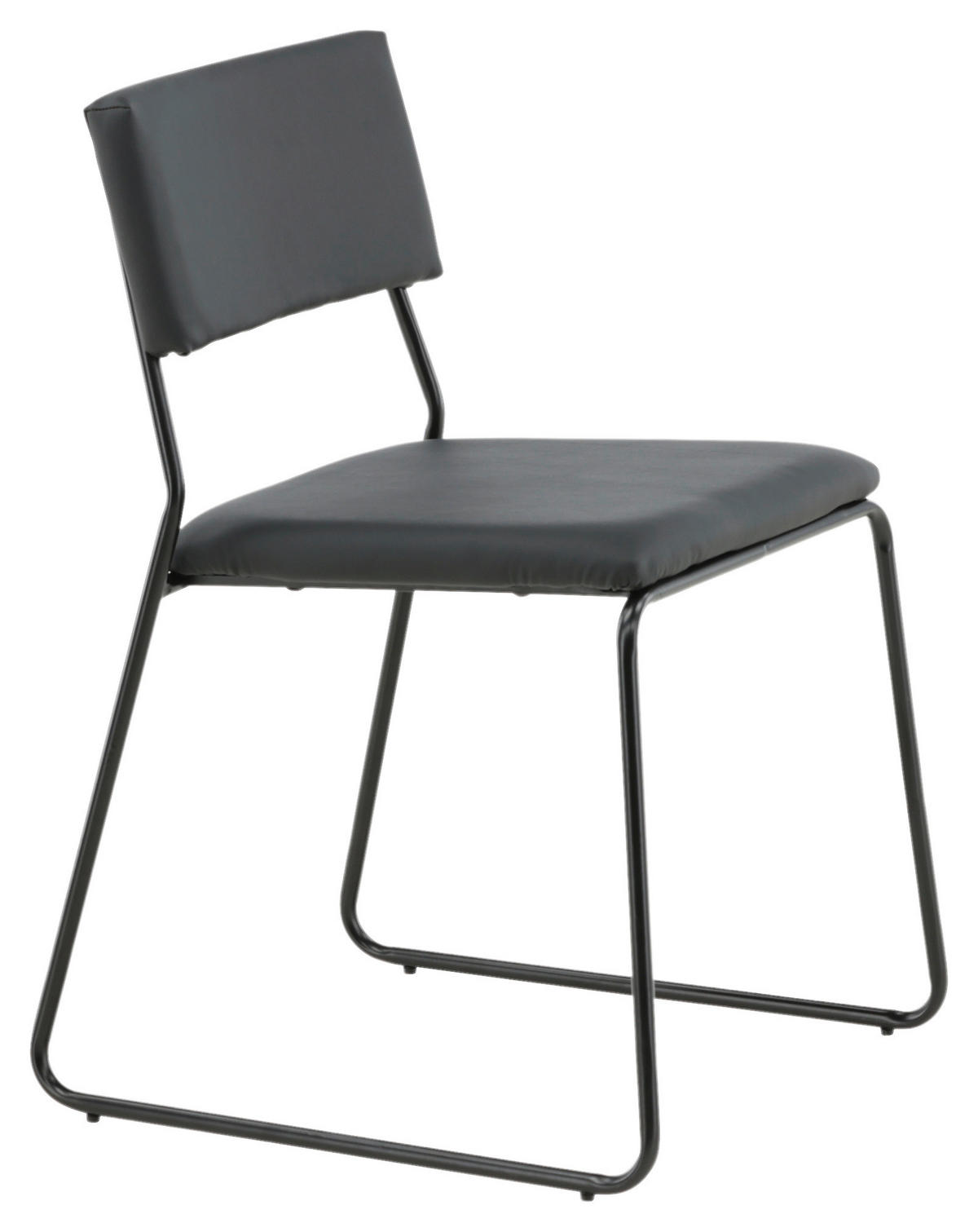 STUHL-SET 2 Stück  in Stahl Lederlook (vegan) Metall, Textil  - Schwarz, Design, Textil/Metall (40/76/52cm) - Livetastic