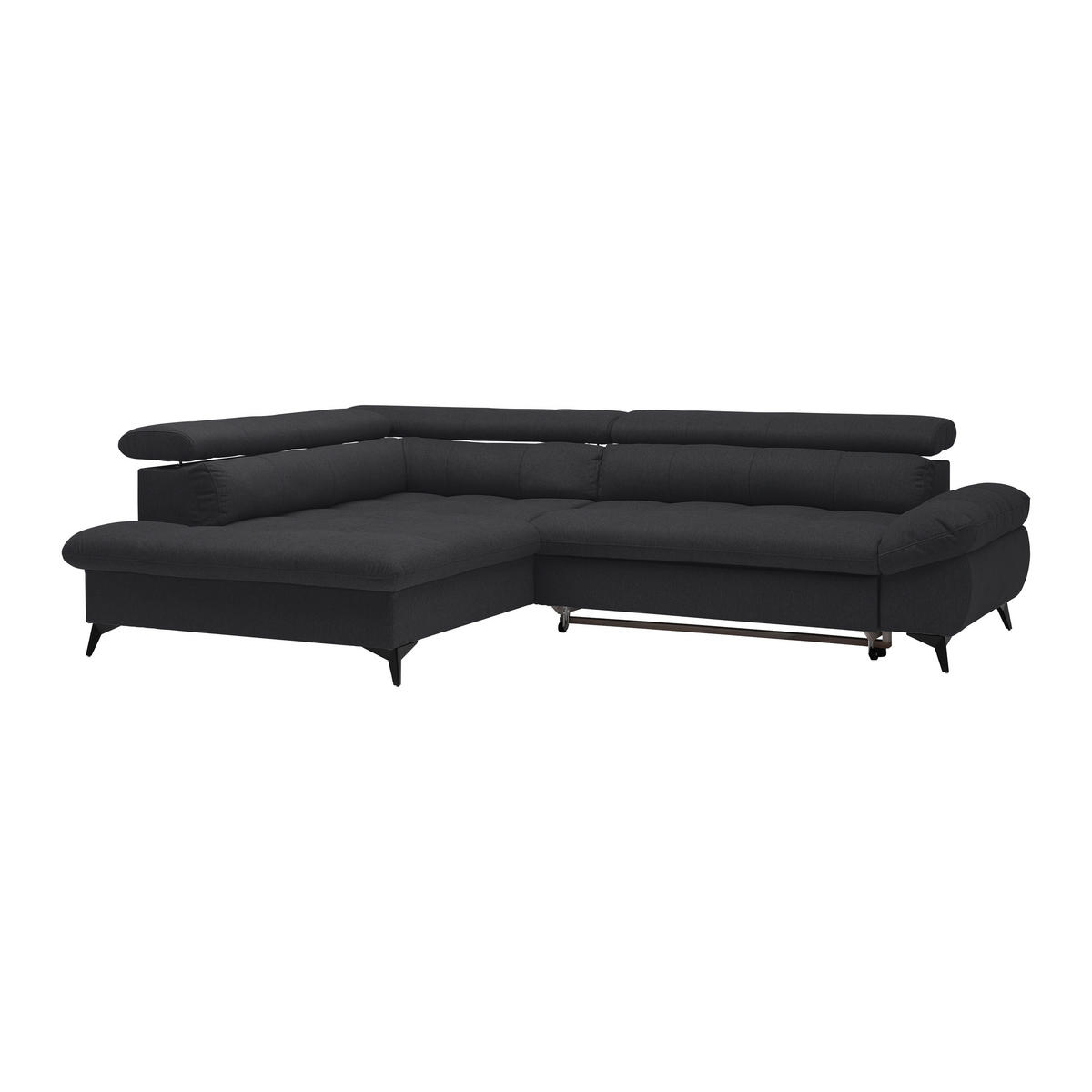 ECKSOFA in Chenille Schwarz  - Schwarz, Modern, Textil/Metall (201/296cm) - Livetastic