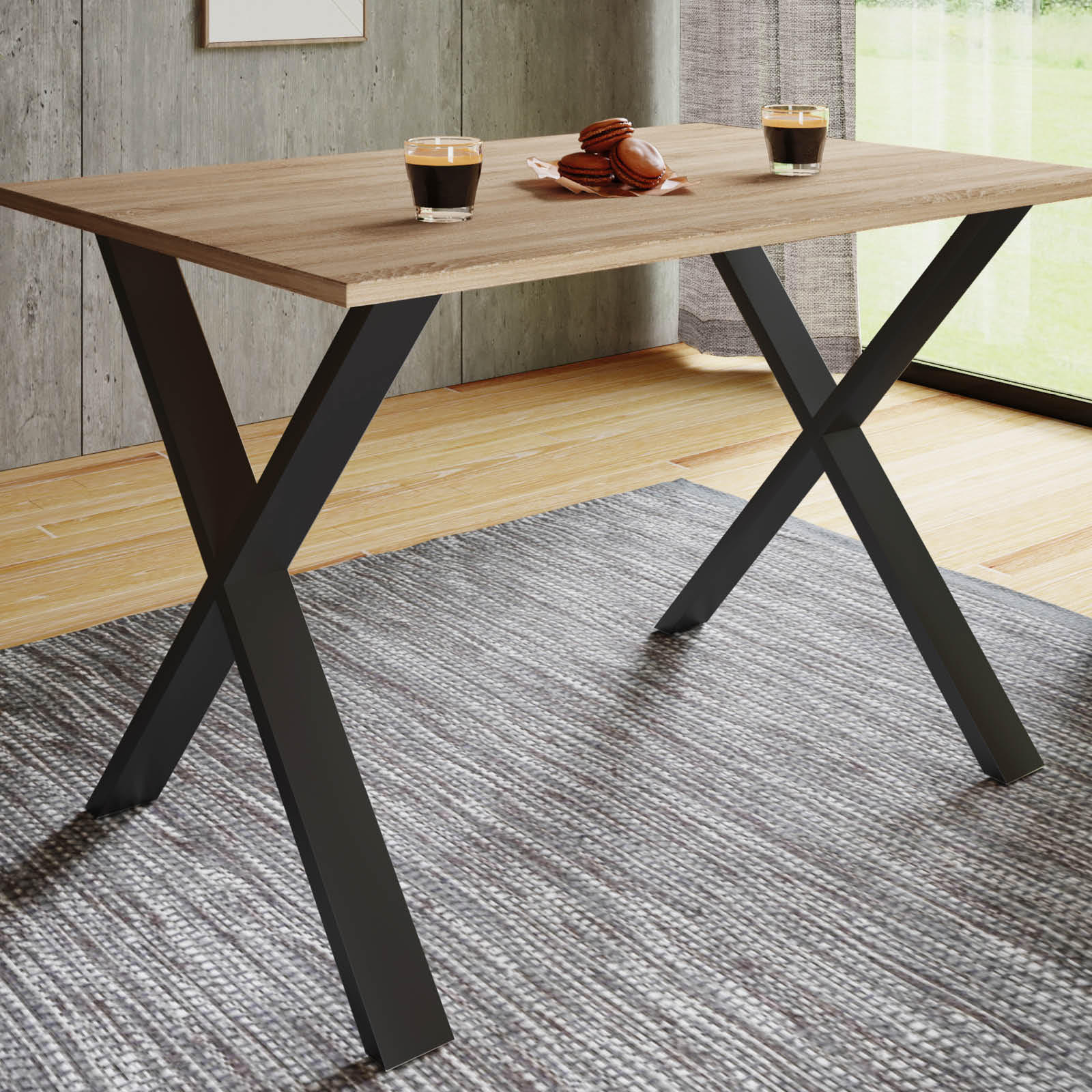 ESSTISCH Schwarz, Sonoma Eiche  - Schwarz/Sonoma Eiche, Basics, Holzwerkstoff (140/80/76cm) - MID.YOU