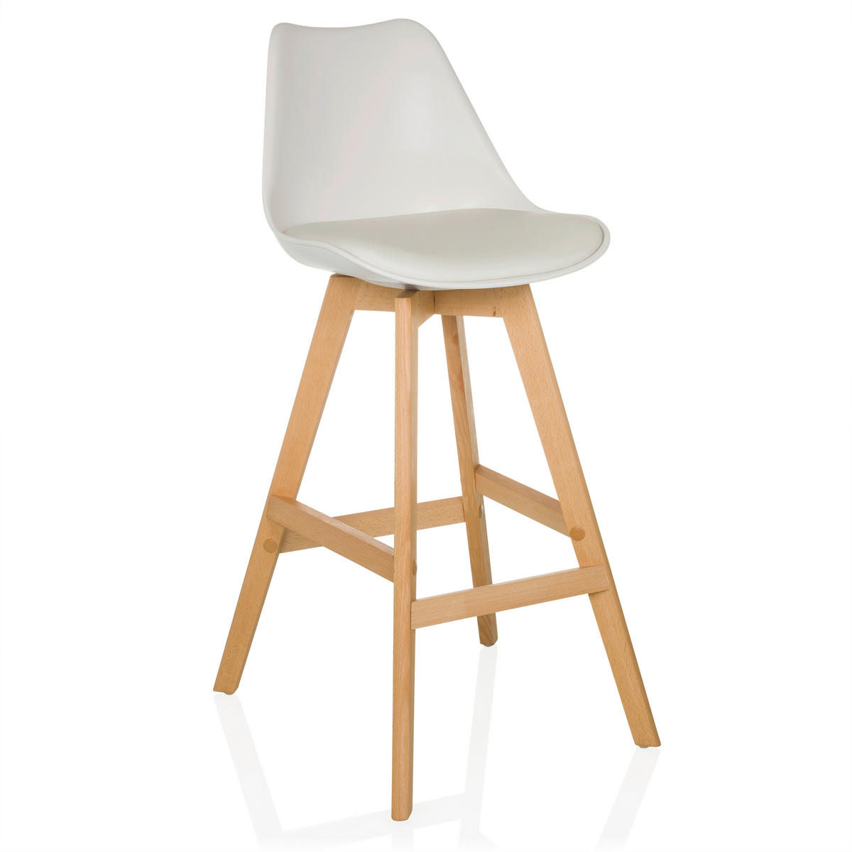 BARHOCKER-SET Weiß abwischbar  - Buchefarben/Weiß, MODERN, Holz/Kunststoff (51/99/51cm) - MID.YOU