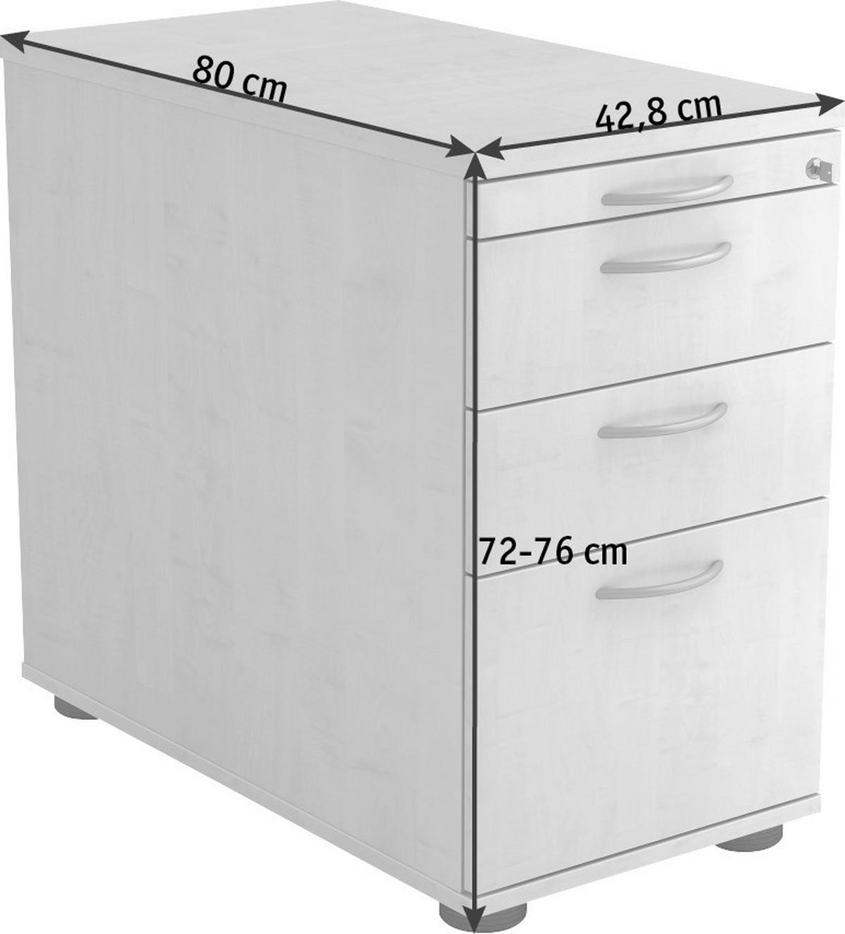 ANSTELLCONTAINER Weiß  - Alufarben/Weiß, KONVENTIONELL, Holzwerkstoff/Kunststoff (42,8/72-76/80cm) - Venda