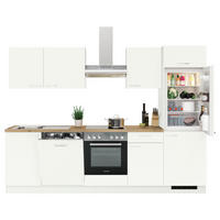 KÜCHENBLOCK 280 cm   in Weiß  - Edelstahlfarben/Eichefarben, KONVENTIONELL, Holzwerkstoff/Metall (280cm) - Welnova