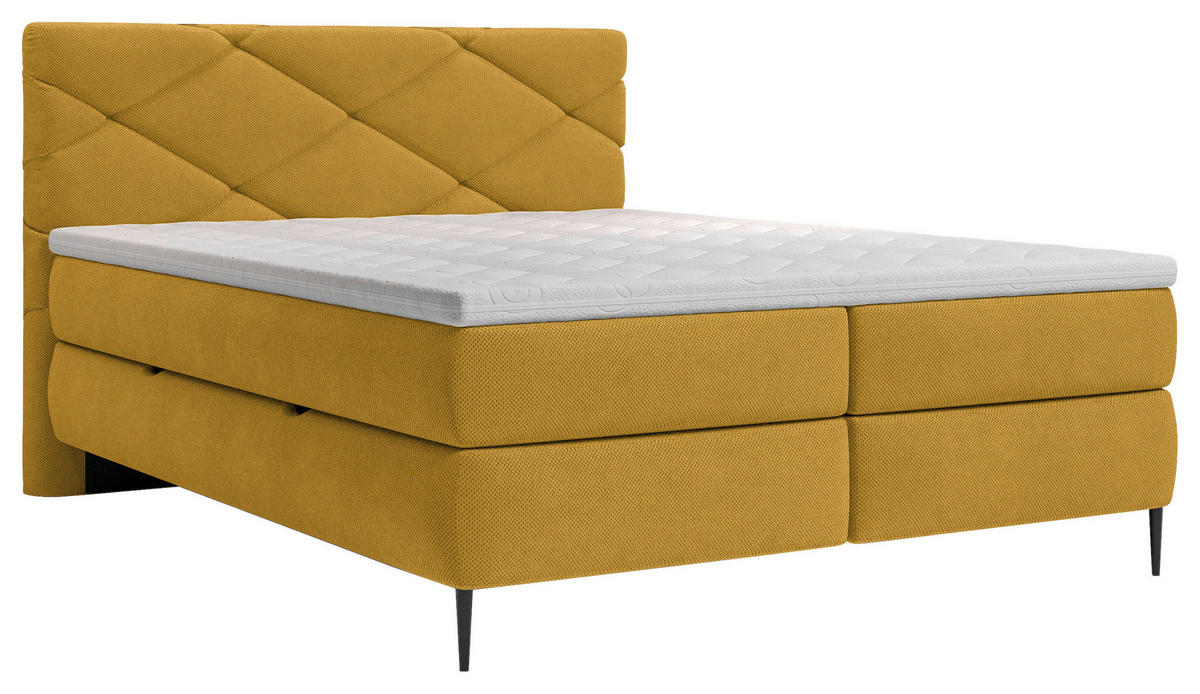 BOXSÄNG 140/200 cm  i currygul  - currygul/svart, Modern, metall/trämaterial (140/200cm) - MID.YOU