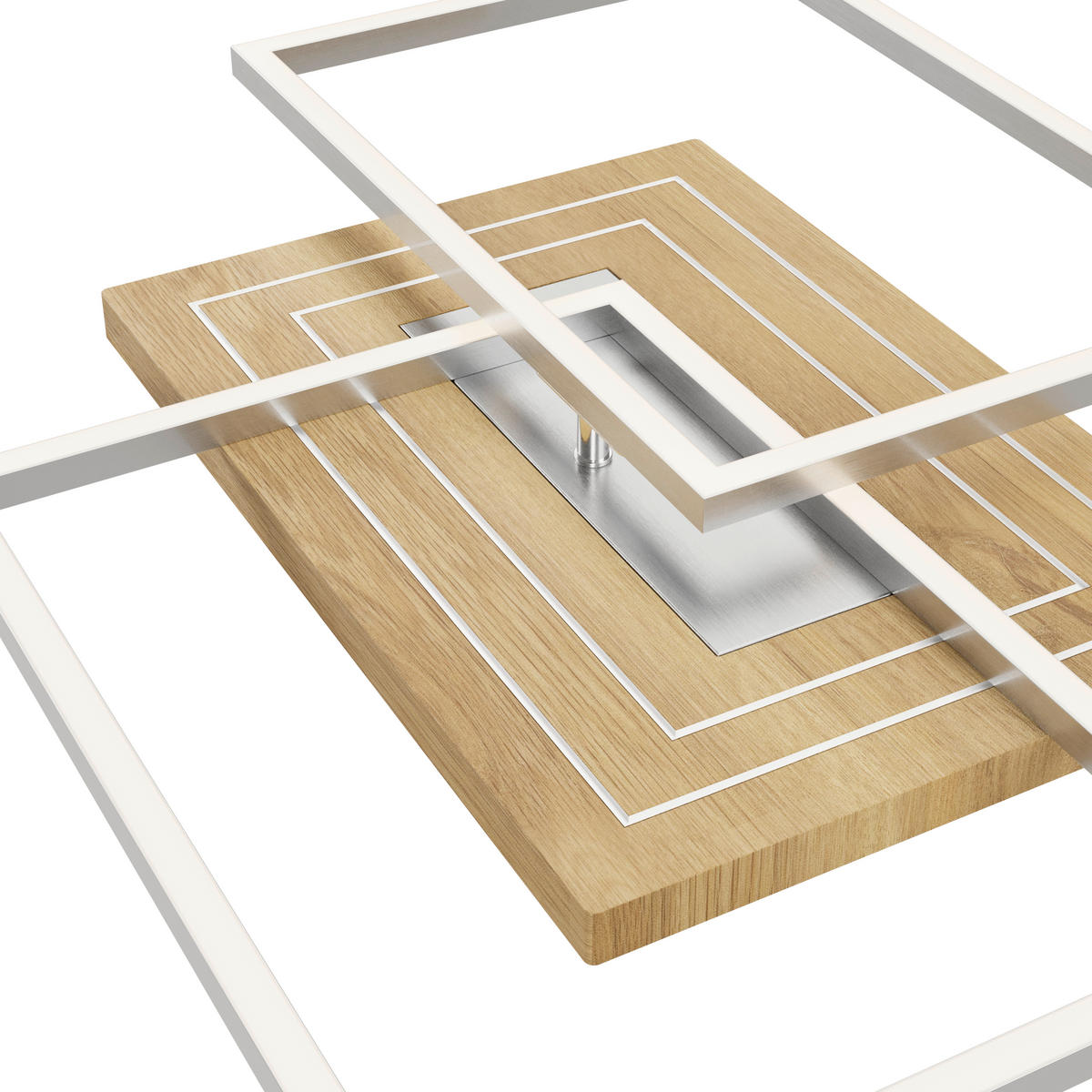 LED-DECKENLEUCHTE Saalbach S 50/42/7 cm   - Silberfarben, Natur, Holz/Metall (50/42/7cm)