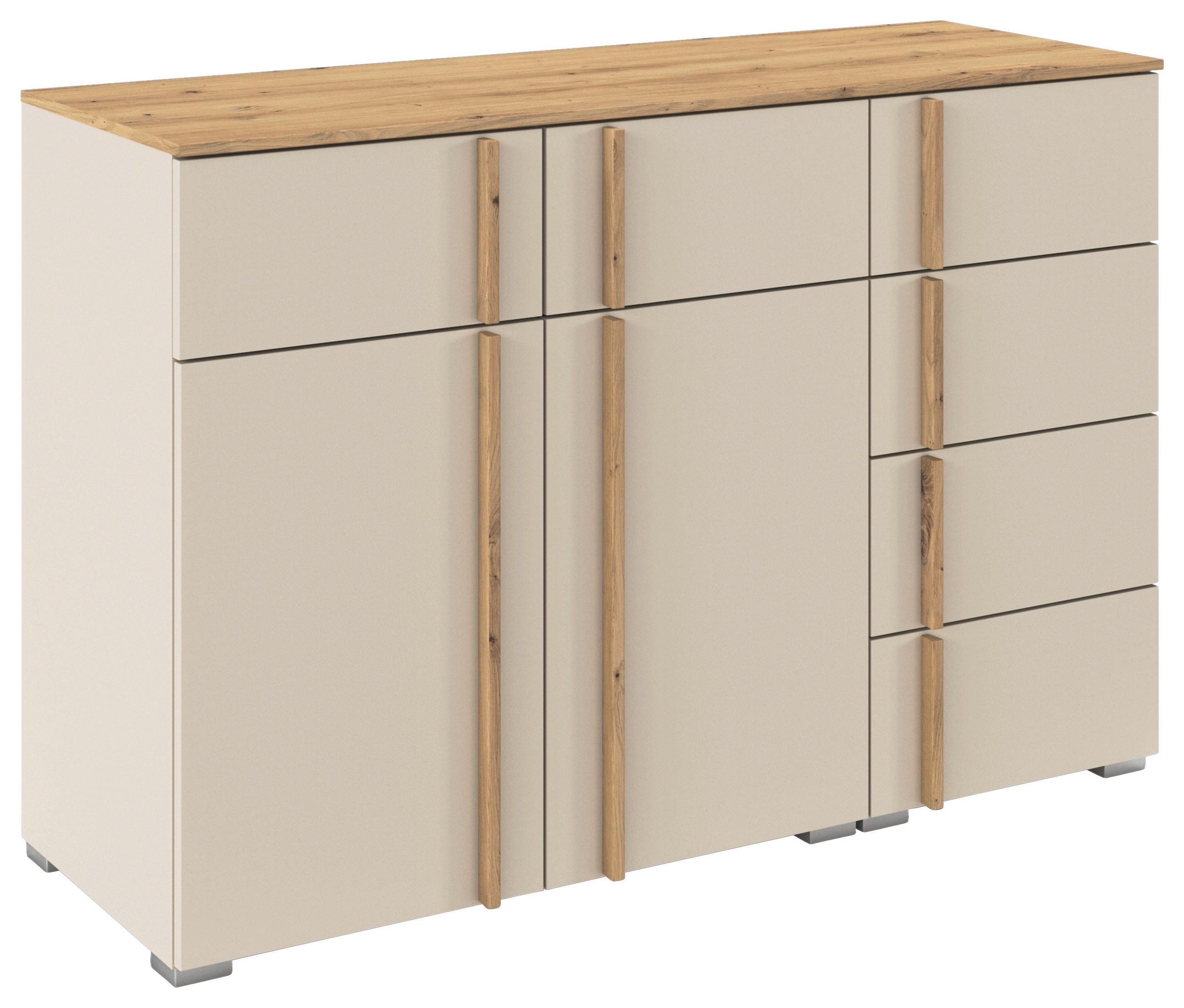 KOMMODE , 120/81/42 cm, 6 Schublade(n)  - Champagner/Alufarben, Design, Holz/Holzwerkstoff (120/81/42cm) - Stylife