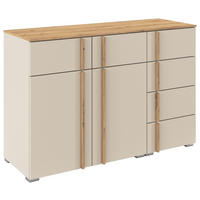 KOMMODE , 120/81/42 cm, 6 Schublade(n)  - Champagner/Alufarben, Design, Holz/Holzwerkstoff (120/81/42cm) - Stylife