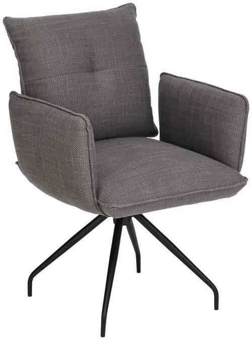 ARMLEHNSTUHL  in Stahl Flachgewebe  - Schwarz/Grau, Design, Textil/Metall (65/90/70cm) - Dieter Knoll