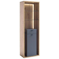VITRINE in Grau, Eichefarben  - Eichefarben/Grau, Design, Glas/Holzwerkstoff (66/209/40cm) - MID.YOU