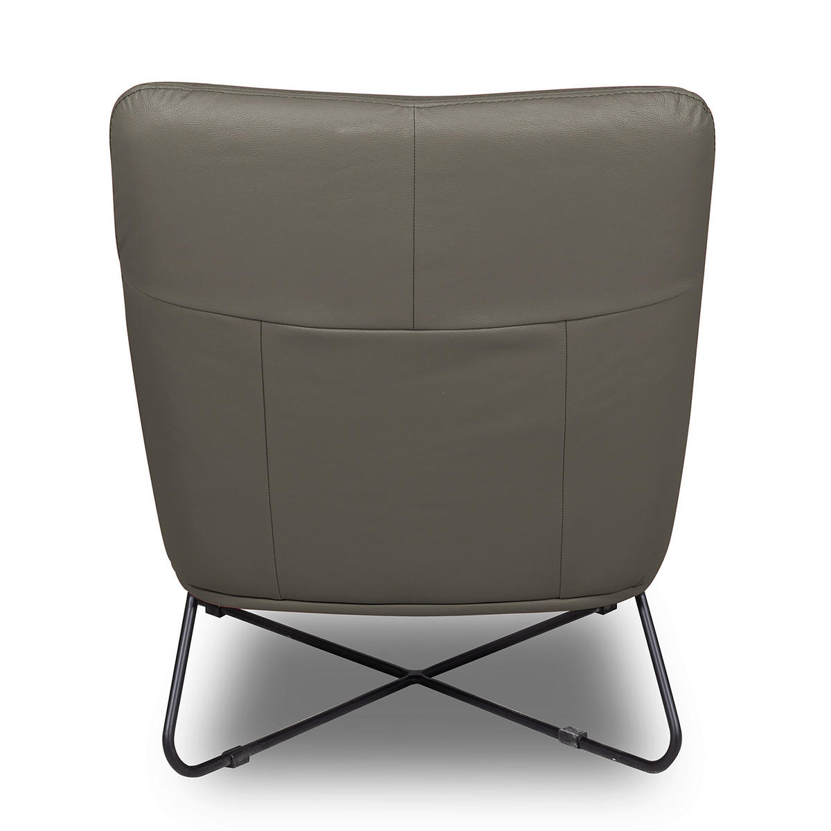 SESSEL Echtleder Schlammfarben  - Schlammfarben/Schwarz, Design, Leder/Metall (67/87/74cm) - Livetastic