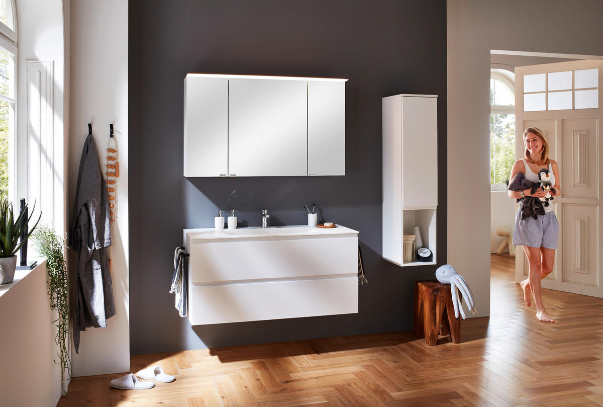 BADEZIMMER  in 123,2 cm  - Weiss, Modern, Glas/Holzwerkstoff (123,2cm) - Celina Home