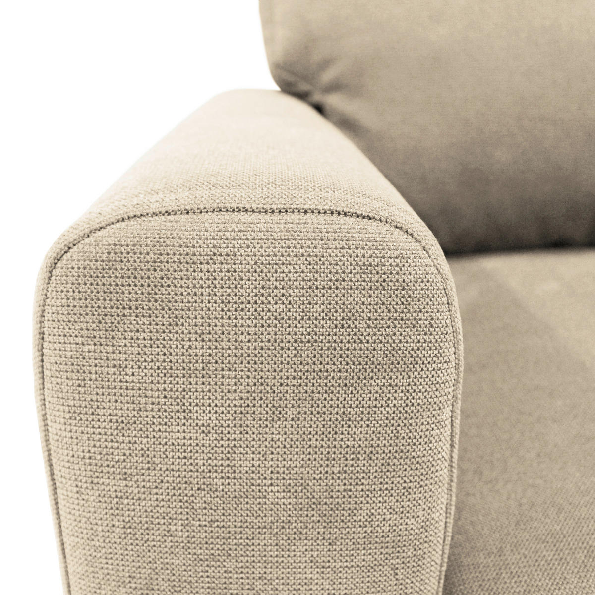 ECKSOFA Beige Flachgewebe  - Beige/Schwarz, Design, Textil/Metall (240/163cm) - MID.YOU