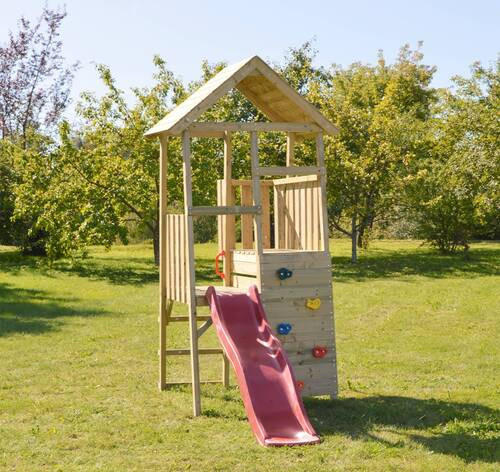 SPIELTURM 110/270/260 cm  - Rot/Naturfarben, KONVENTIONELL, Holz (110/270/260cm) - Ambia Garden
