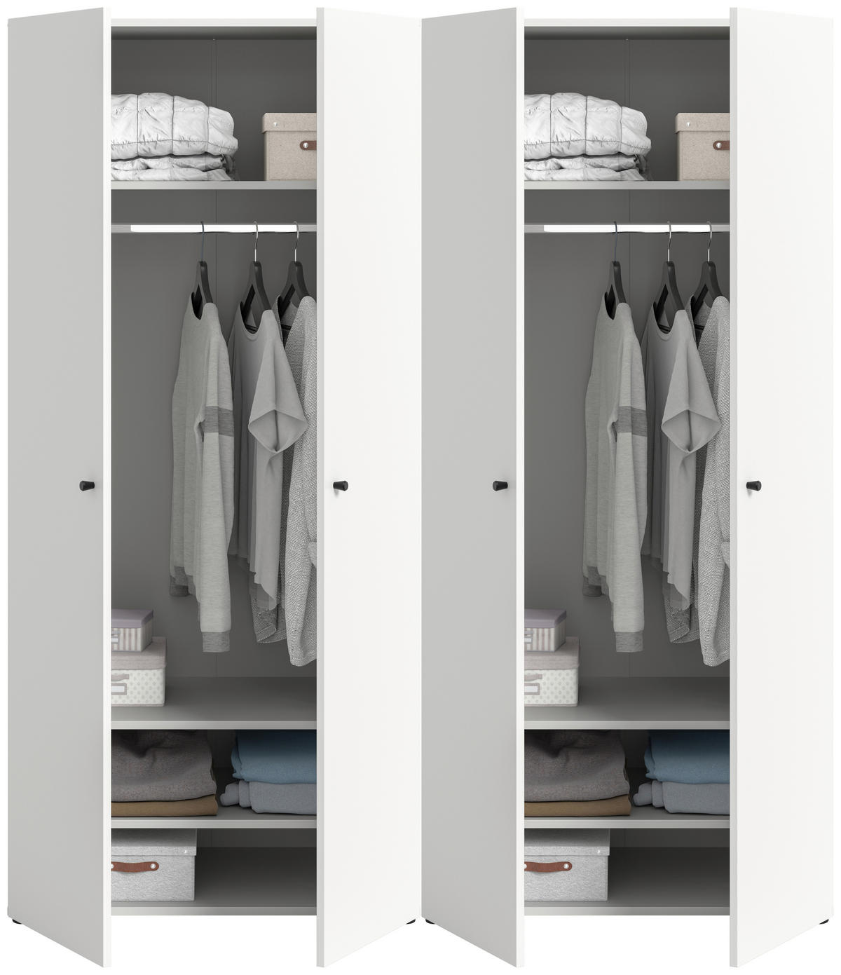DREHTÜRENSCHRANK 160/176/51 cm,  in Weiß, 4-türig  - Schwarz/Weiß, MODERN, Holzwerkstoff/Kunststoff (160/176/51cm) - MID.YOU