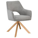 ARMLEHNSTUHL  Sitzfläche 360° drehbar, inklusive Armlehnen Cord  - Eichefarben/Hellgrau, Design, Holz/Textil (60/85/63cm) - Hom`in