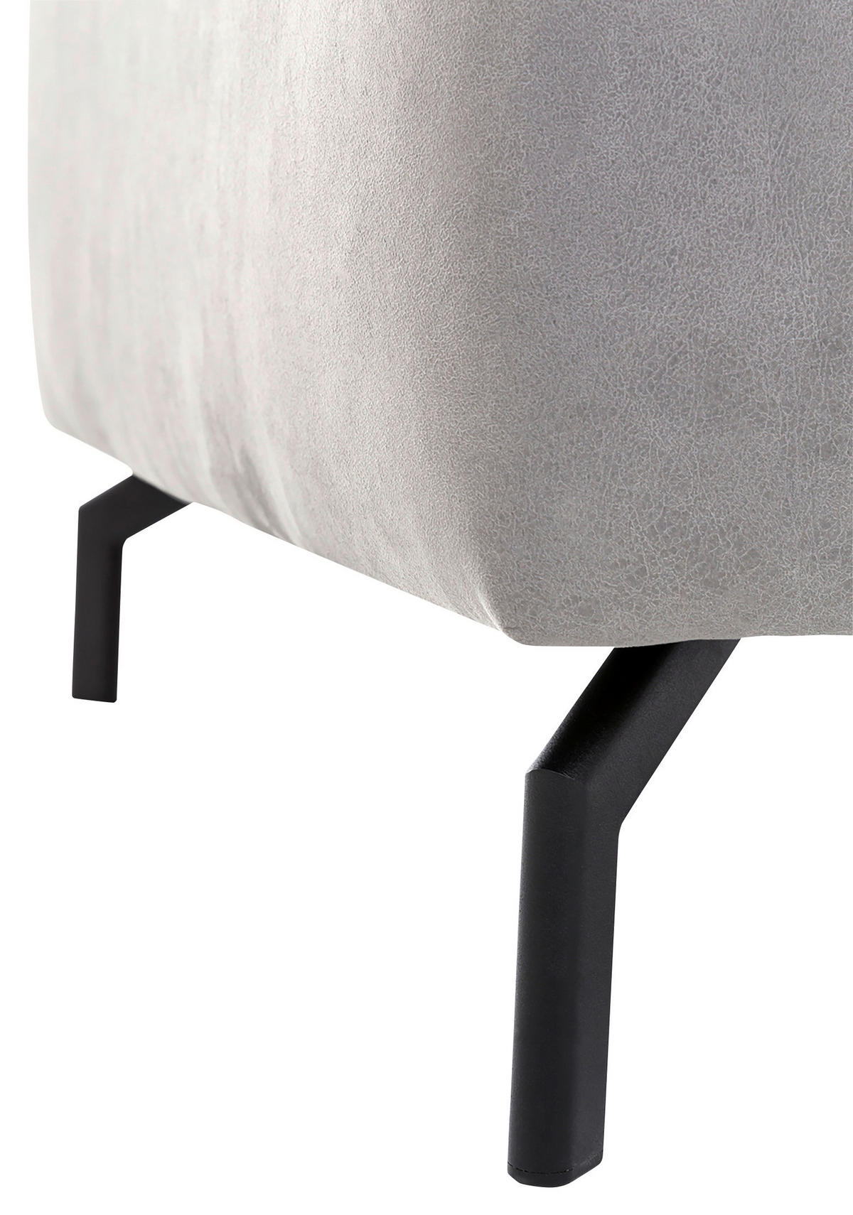 ECKSOFA CALIFORNIA Silberfarben Mikrofaser  - Silberfarben/Schwarz, MODERN, Textil/Metall (305/233cm) - Trendmanufaktur