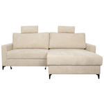 ECKSOFA Creme Struktur Rückenkissen, Bettkasten, Schlaffunktion, Rücken echt, Kopfstütze, Liegefläche im Originalstoff  - Creme/Schwarz, KONVENTIONELL, Textil/Metall (230/164cm) - Carryhome