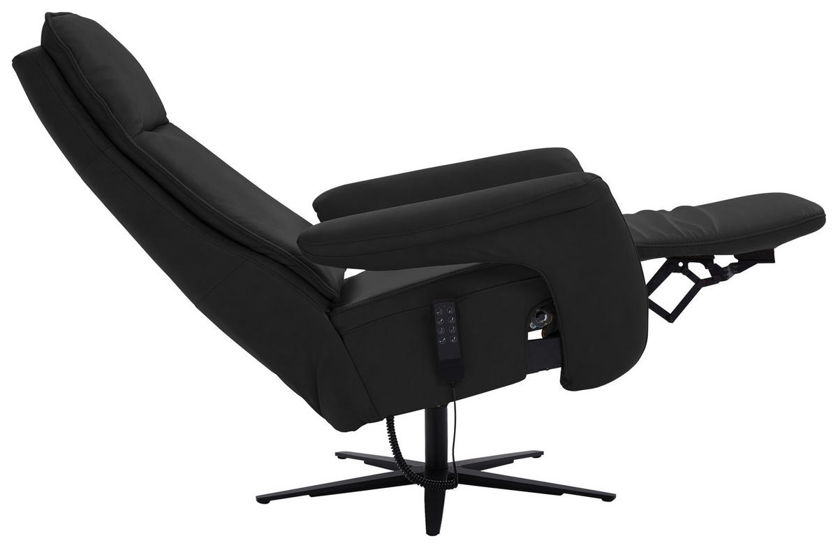 RELAXSESSEL in Leder Schwarz  - Schwarz, Design, Leder/Metall (83/123/87cm) - Valdera