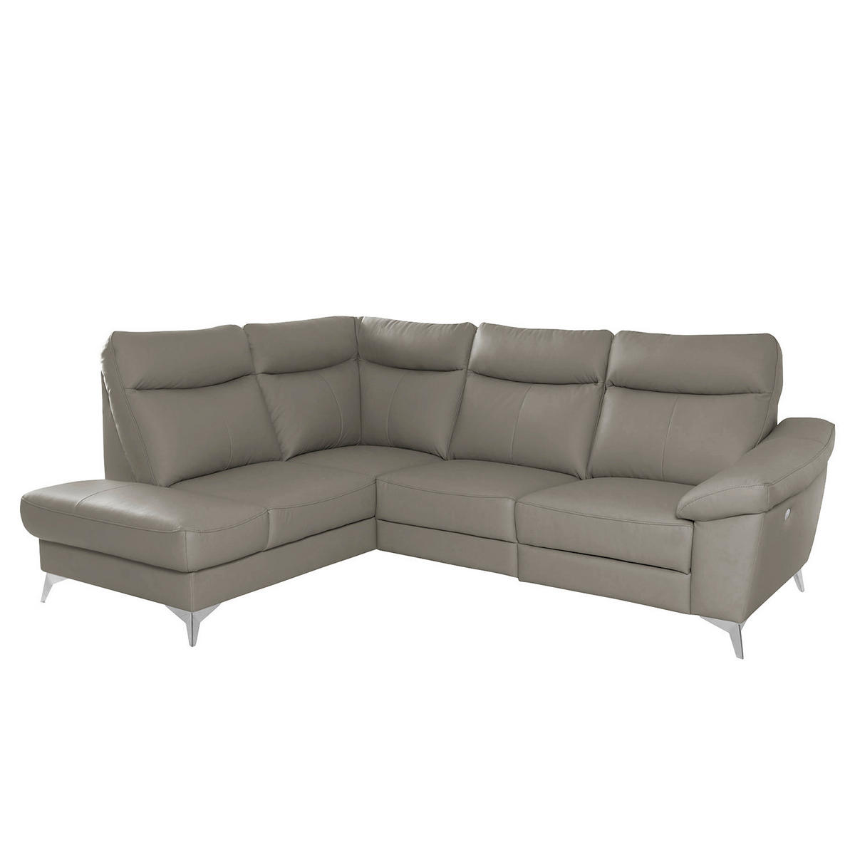 ECKSOFA Schlammfarben Echtleder Lederlook  - Chromfarben/Schlammfarben, Design, Leder/Textil (194cm) - Livetastic