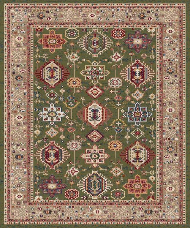 VINTAGE PREPROGA 133/185 cm tkano zelena, bež - zelena/bež, Trendi, tekstil (133/185cm) - Novel