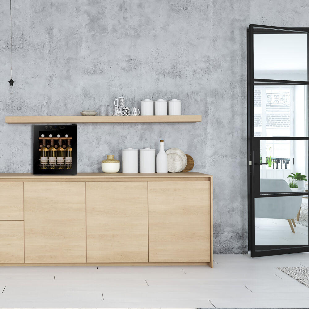 WEINKÜHLSCHRANK DXFH-16.46  - Schwarz, Basics, Glas/Holz (43/51,5/48cm)