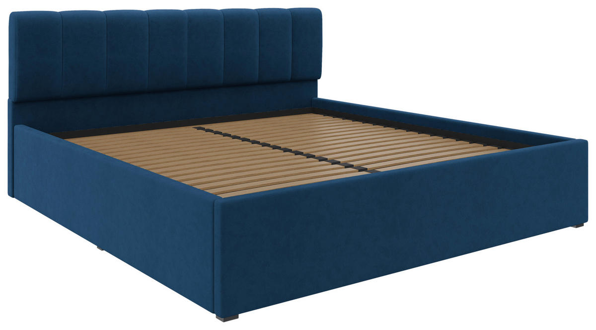 POLSTERBETT Lattenrost, Bettkasten Royalblau 180/200 cm  - Royalblau/Schwarz, Design, Holz/Kunststoff (180/200cm) - Stylife