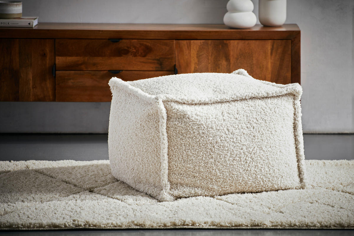 POUF Bouclé Naturfarben 70/70/40 cm  - Naturfarben, Design, Textil (70/70/40cm) - Carryhome