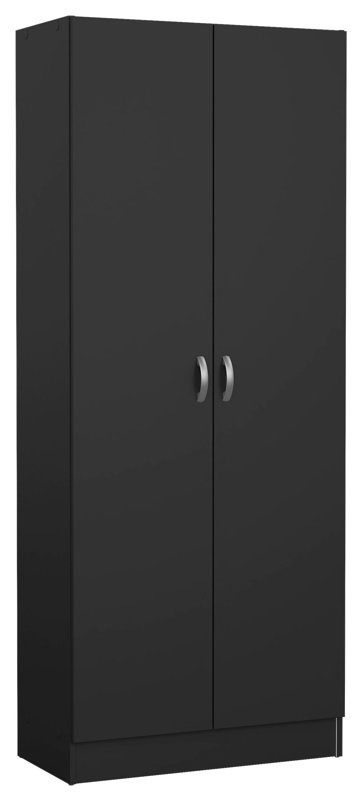 DREHTÜRENSCHRANK 69,2/170,4/34,6 cm,  in Schwarz, 2-türig  - Silberfarben/Schwarz, Basics, Holzwerkstoff/Metall (69,2/170,4/34,6cm) - MID.YOU