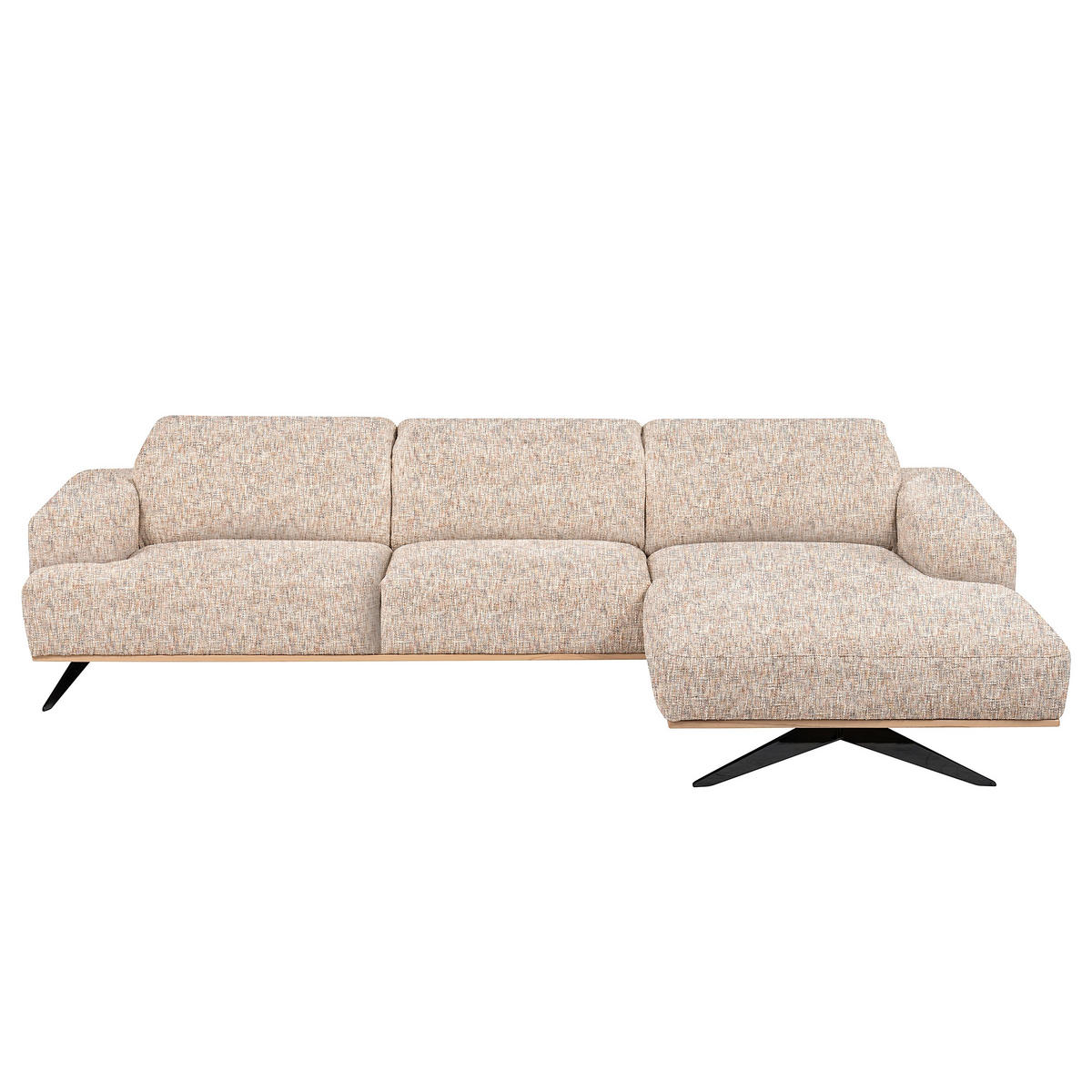 ECKSOFA PORTLAND in Struktur Blau, Gelb, Rot, Weiß Kopfteilverstellung  295/187 cm  - Blau/Gelb, Design, Holz/Textil (295/187cm) - Livetastic