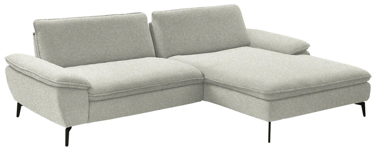 ECKSOFA in Webstoff Naturfarben  - Schwarz/Naturfarben, Design, Textil/Metall (295/197cm) - Valdera