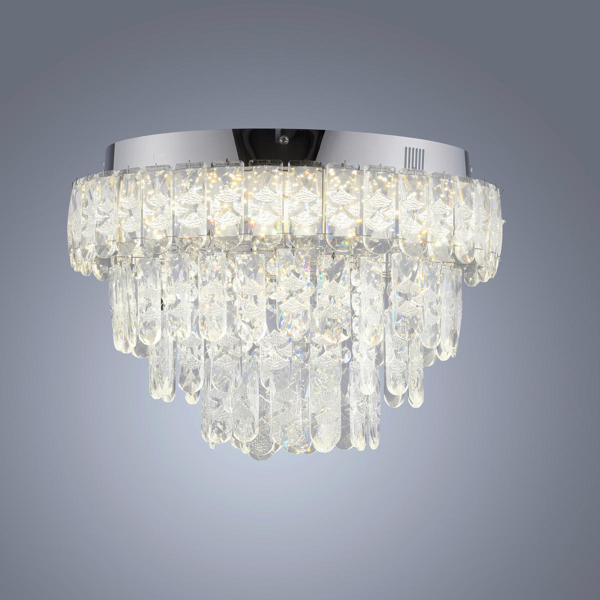 LED-DECKENLEUCHTE 38/38/23 cm   - Chromfarben, KONVENTIONELL, Glas/Kunststoff (38/38/23cm)