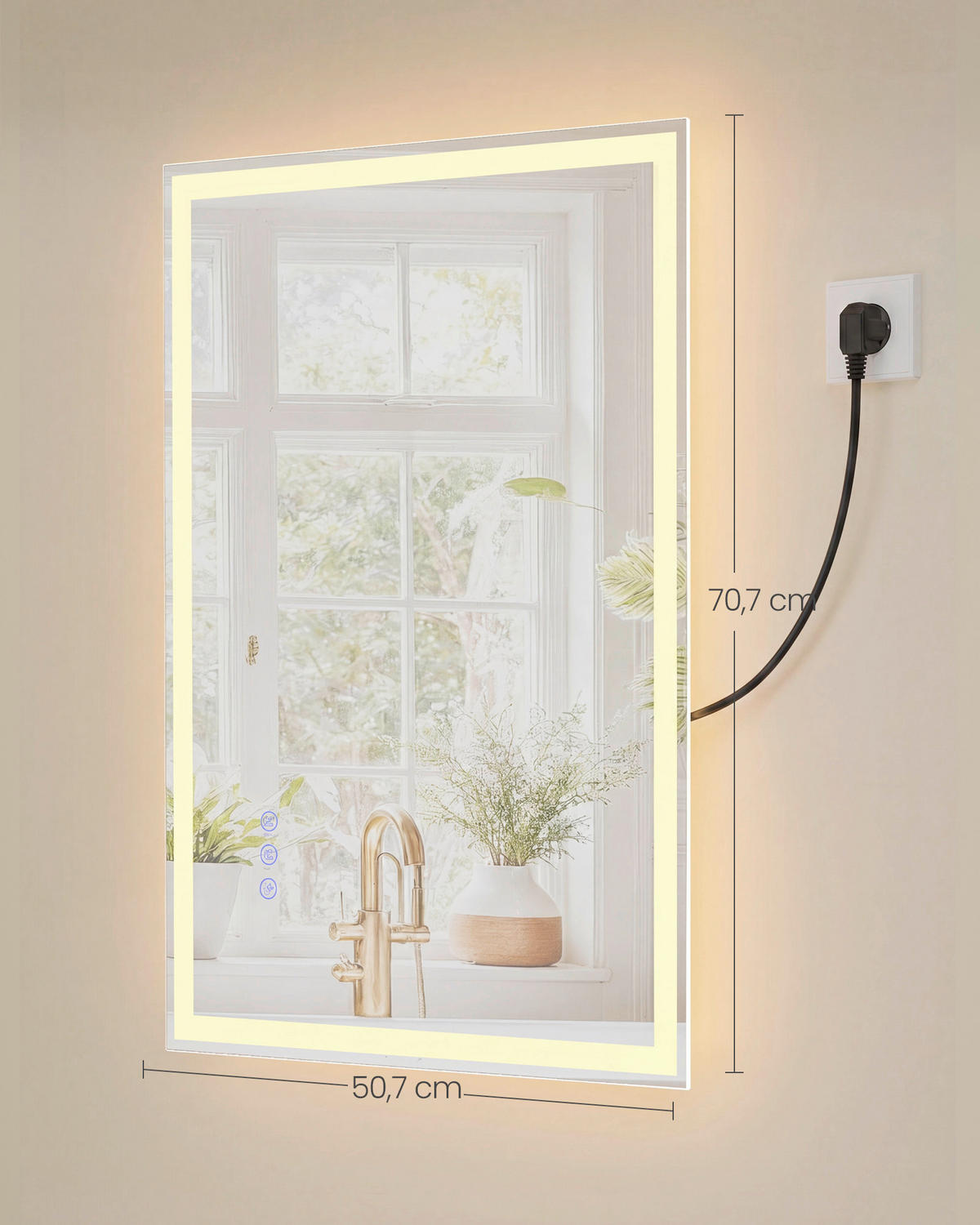 BADEZIMMERSPIEGEL 50,7/70,7/2,4 cm  - Weiß, Trend, Glas/Kunststoff (50,7/70,7/2,4cm) - Boxxx