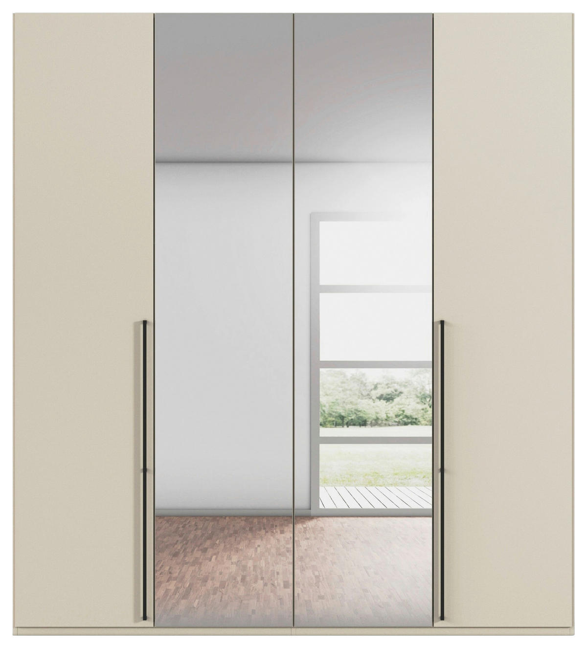 DREHTÜRENSCHRANK 201/235/61 cm,  in Champagner, 4-türig  - Chromfarben/Champagner, Basics, Glas/Holzwerkstoff (201/235/61cm) - Novel