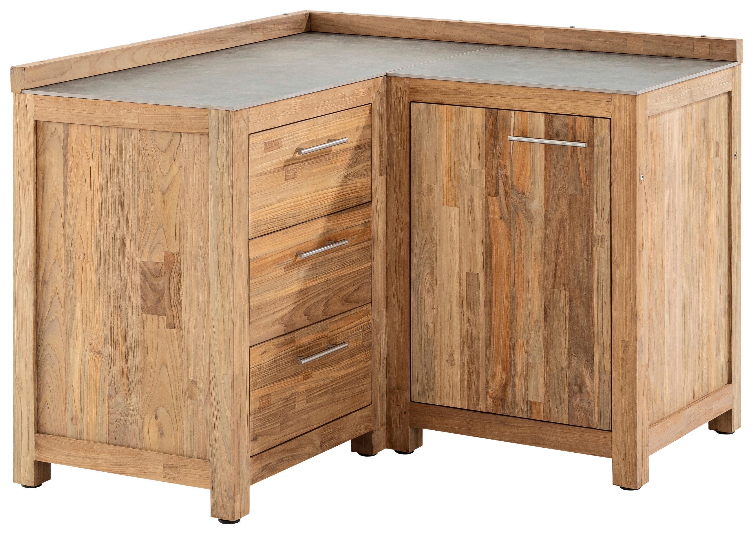 OUTDOORKÜCHE - Edelstahlfarben/Titanfarben, Trend, Holz/Keramik (120/64,7/120cm)