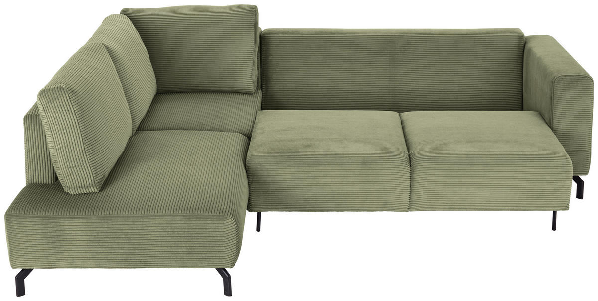 ECKSOFA Grün Cord  - Schwarz/Grün, MODERN, Textil (210/272cm) - P & B