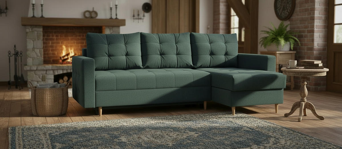 ECKSOFA Petrol  - Petrol, Design, Textil (232/141cm) - MID.YOU