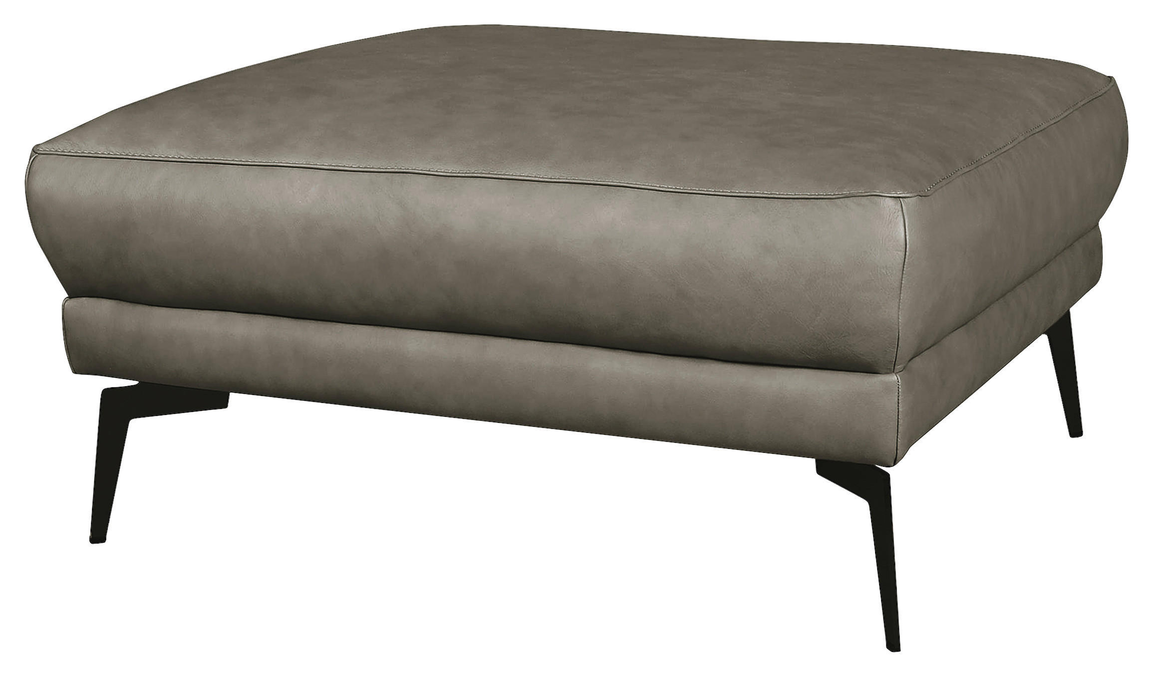 HOCKER in Leder Grau  - Schwarz/Grau, Design, Leder/Metall (96/45/80cm) - Livetastic