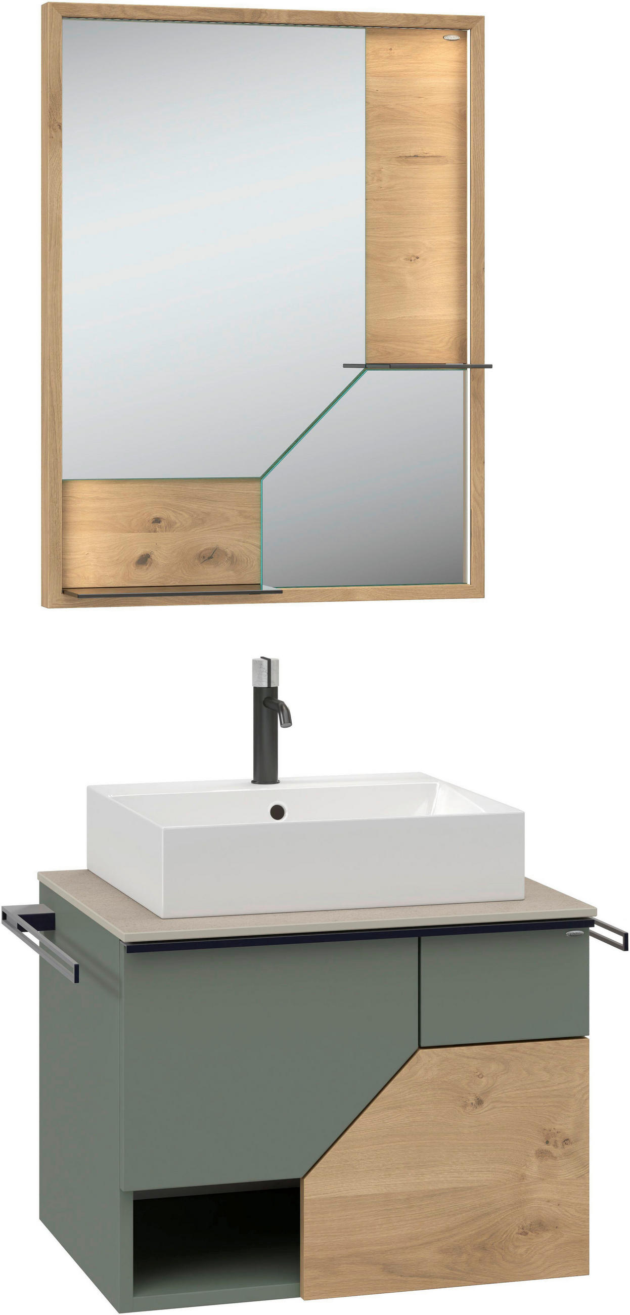 BADEZIMMER 3-teilig  in 64 cm  - Sandfarben/Eichefarben, LIFESTYLE, Holz/Keramik (64cm) - Voglauer