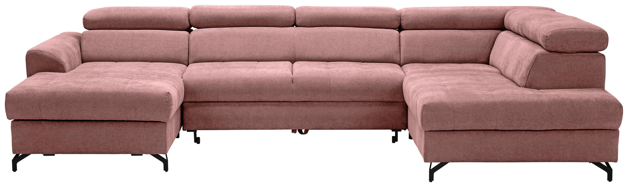 WOHNLANDSCHAFT in Struktur Rosa  - Schwarz/Rosa, Design, Textil/Metall (177/327/203cm) - Stylife