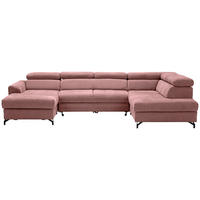 WOHNLANDSCHAFT in Struktur Rosa  - Schwarz/Rosa, Design, Textil/Metall (177/327/203cm) - Stylife