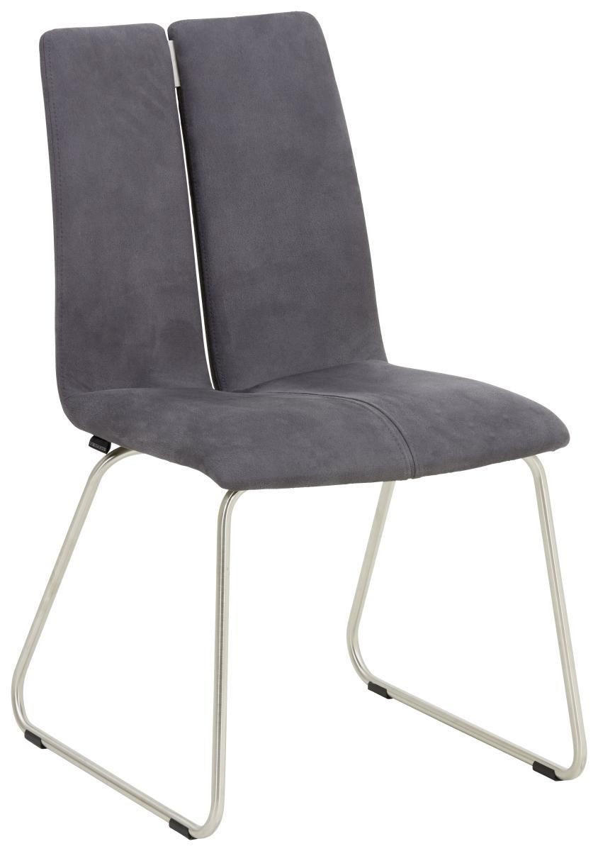 STUHL  in Stahl Lederlook Metall, Textil  - Edelstahlfarben/Grau, Design, Textil/Metall (48/91/62cm) - Venjakob