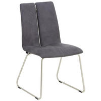 STUHL  in Stahl Lederlook Metall, Textil  - Edelstahlfarben/Grau, Design, Textil/Metall (48/91/62cm) - Venjakob